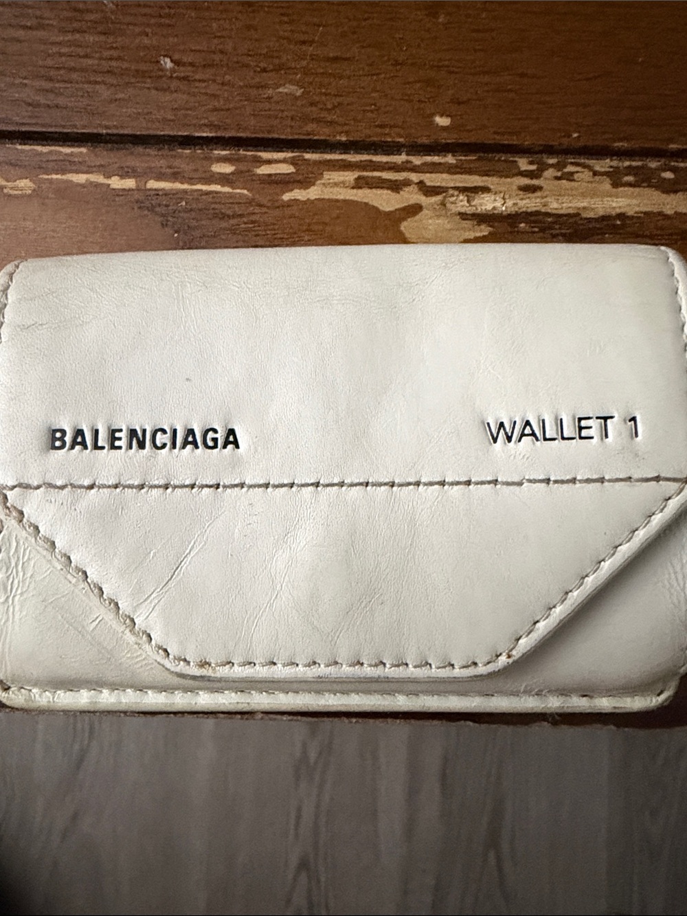 EUC Balenciaga White/Cream Supple Leather Wallet
